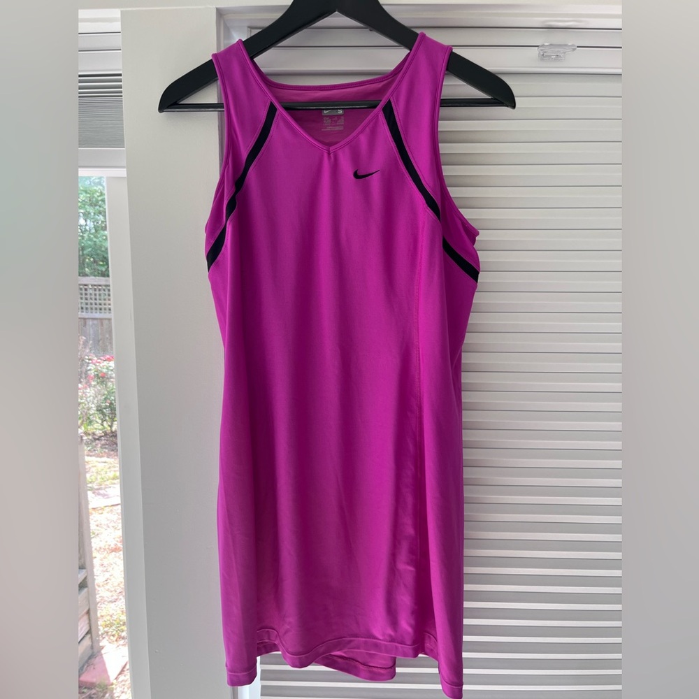 Nike Court Dri Fit Y2K Tennis Dress Size Small Hot Pink Black